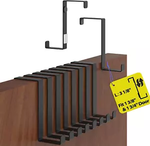 over the Door Hooks 10 Pack, 2-Sided Fits 1 3/8" & 1 3/4" Coat Hanger, Black Tow - Picture 1 of 12