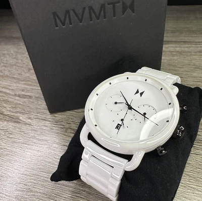 NUEVO✅ CERÁMICA BLANCA✅MVMT Blacktop II 47mm Reloj Cronógrafo Fecha 28000234 Foto 1 de 4