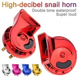 2 x New Snail Horn 118dB Super Loud Universal Waterproof Car Air Electric US - Picture 1 of 12
