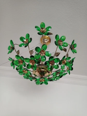 Vintage Green Crystal Chandelier Hand Painted Light Ceiling Fixture Lighting Cover
