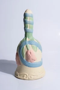Vintage Handklingelnde Glocke Frohe Ostern Tulpen Keramik 6 Zoll hoch Sammlerstück Pastell - Bild 1 von 6