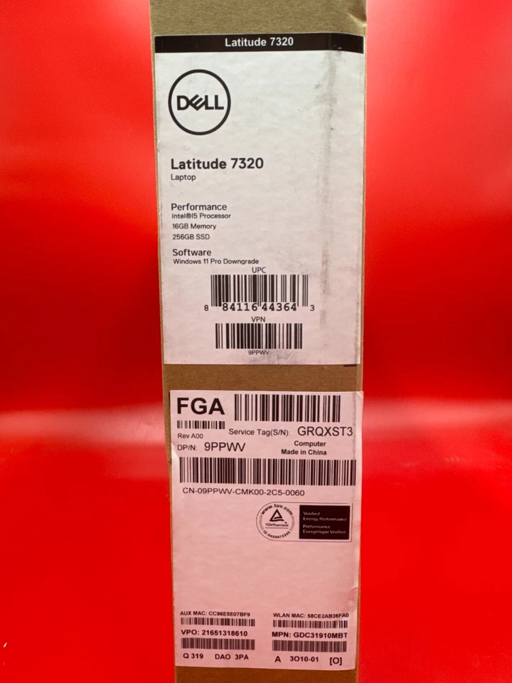 Dell Latitude 7320 i5-1145G7 16GB 256GB BT5 WiFi6 13.3T W10-11P 9PPWV ✅❤️️✅ NEW! - Image 1 of 3