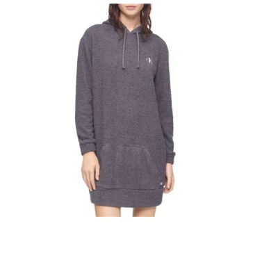 Calvin Klein CK One Long Sleeve Lounge Hoodie Womens XS Gray Plush QS6725 021 - Image 1 of 4