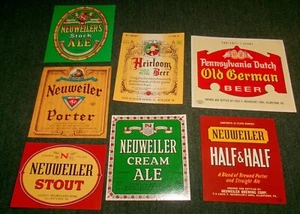 Lotto di etichette birra Neuweiler, Allentown Pennsylvania vintage birra - Foto 1 di 1
