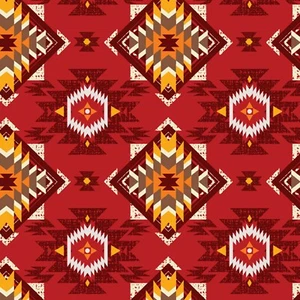 David Textiles Native Horizon Red/Cream 100% Cotton Fabric by The Yard - Picture 1 of 1