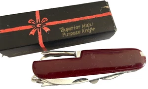 NWOT MULTI PURPOSE POCKET KNIFE 10 MULTI TOOLS ALL IN ONE CRIMSON CASE - Picture 1 of 7
