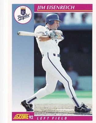 1992 Score #158 Jim Eisenreich Kansas City Royals + (Yes 3 Free Mystery Cards) - Image 1 of 2