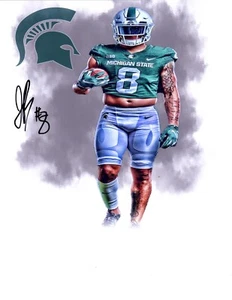 Jalen Berger Michigan State football signed autograph 8x10 photo star RB MSU b - Picture 1 of 1