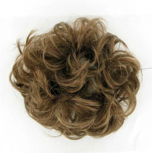 extension bollo en el cabello coletero rizado de oro de color marrón claro 17/12 - Picture 1 of 2