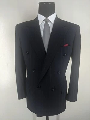 Abrigo Deportivo Oxxford Hecho en EE. UU. Doble Pecho Azul Oscuro Lana-Sin Pantalones 42 Reg Foto 1 de 4