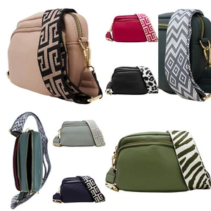  Gemusterter Damen-Schultergurt Smart Handtasche mit zwei Reißverschluss Kamera Umhängetasche C8301 - Bild 1 von 23