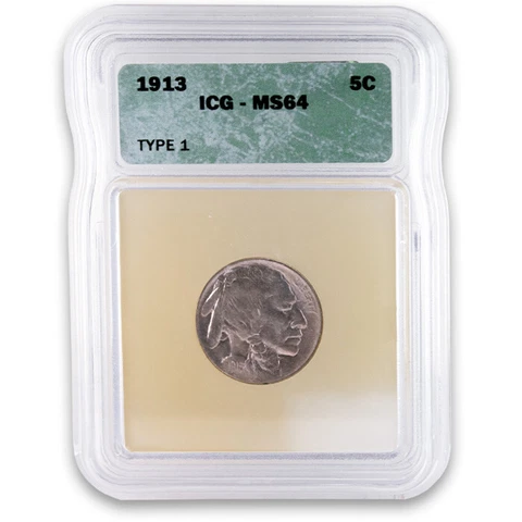 1913 Type 1 Buffalo Nickel - ICG MS64 Cover