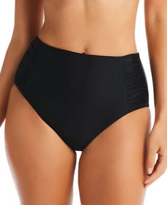 Bar Iii Damen geraffte hoch geschnittene Bikinihose Bademode schwarz Größe XL - Bild 1 von 2