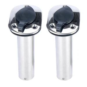 2x 304 Marine Grade Stainless Steel Flush Mount 30 Degree Fishing Rod Holders - Picture 1 of 9