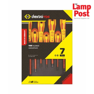CK Tools T49193D Dextro VDE Electrician's Screwdriver Set of 7 Slotted / Pozi - Image 1 of 2