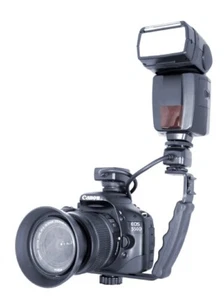 DSLR Blitzschiene flash bracket Blitzhalter Winkelschiene seitliche Beleuchtung - Bild 1 von 4