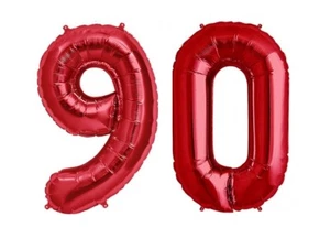 Giant 40" 90 Hot Red Number Balloons 90th Birthday Anniversary Foil Float Helium - Picture 1 of 1