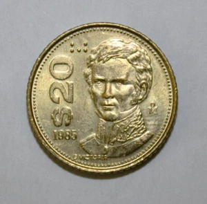 S6 - Mexico 20 Pesos 1985 (Narrow Date) Brilliant Uncirculated Coin *** Nice - Picture 1 of 2