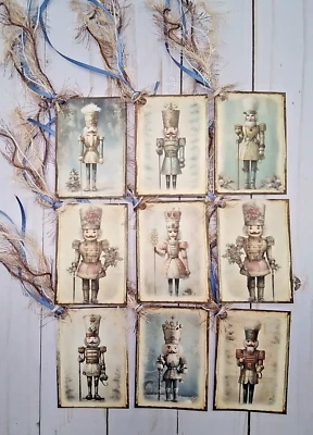 9 Cascanueces Estilo Vintage~Hecho a Mano~Etiquetas de Regalo~Libros de Recortes~Diarios Basura~Artesanía Foto 1 de 3