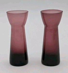 Juego de 2 mini jarrones de vidrio amatista púrpura de 4" con bombilla de jacinto soplada a mano - Imagen 1 de 7