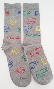 Keith Haring, Mens, Pop Art, 2 Pairs of Socks, Large, Size 9 - 12 UK - Picture 1 of 4