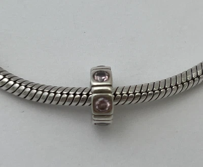 PANDORA MOMENTS STERLING SILVER 925 PINK CZ TRINITY SPACER CHARM #790368PCZ - Image 1 of 4