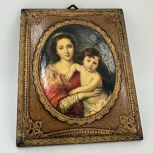 Vintage Gilt Madonna & Child Wall Plaque 6" x 5" Hand-Finished Frame - Picture 1 of 8