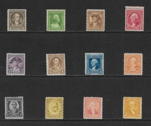 UNITED STATES SCOTT 704 - 715 MNH SET - 1932 WASHINGTON BICENTENNIAL ISSUE (G) - Picture 1 of 1