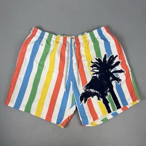 Vilebrequin Swim Shorts Mens XXL Multicolour Striped Palm Print Trunks Tropical - Picture 1 of 13