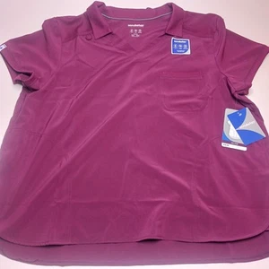 Scrubstar Womens Collared Scrub Top Size 2XL 4-Way Stretch (Wine) - Picture 1 of 5