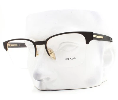 Gafas Prada de media montura VPRA52 01U-1O1 marrón mate sobre dorado 54 mm con estuche Foto 1 de 4