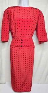 Vestido Triángulo Geométrico Años 90 Liz Claiborne Rojo y Negro Cinturón Midi Talla 8 - Imagen 1 de 6