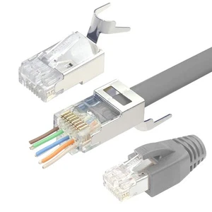 VCELINK Cat7 Cat6A RJ45 Connecteurs Passants Blindé Pack de 30, Gris - Photo 1/9