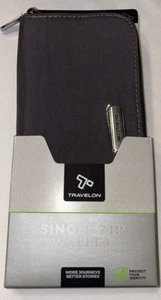 Travelon RFID Blocking Single Zip Wallet - 43398-531, Skoke Gray FREE SHIPPING - Picture 1 of 6