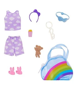 Barbie Puppenkleidung, Deluxe Schlüsselanhänger Tasche mit Schlummer Party Spielzeug Neu - Bild 1 von 4