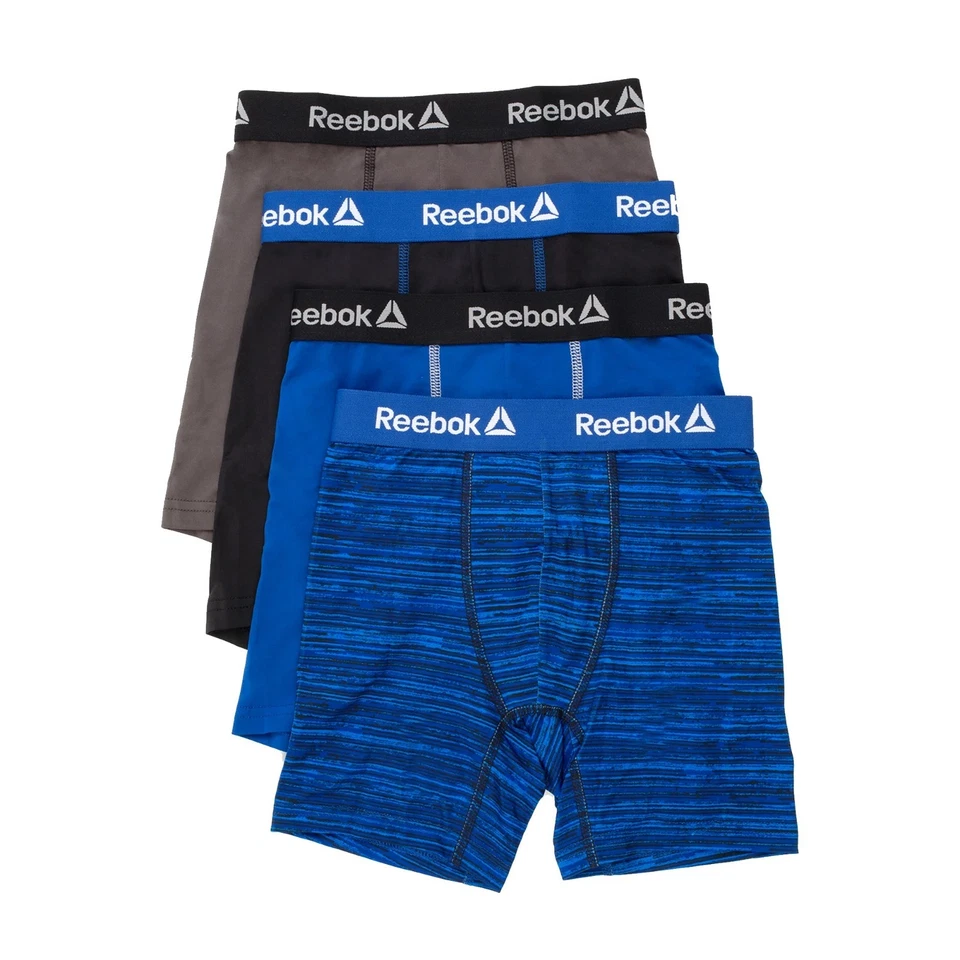 Reebok Boy's Boxer Briefs Underwear/ 4 Pack Black/Gray/Blue Size Medium (8/10) - Image 1 of 1