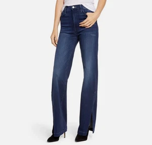 Mother Jeans Hustler Sidewinder Tongue in Chic Darkwash Wide Leg Ankle Slit 28 - Picture 1 of 13