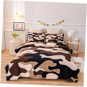Camouflage Bettwäsche Set, bunte Muster Stil Bettdecke Full Coffee - Bild 1 von 7
