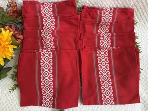 Set aus 9 Vintage roten gewebten Stoffservietten 18,5”x19” FolkBoho Urlaub Tischwäsche - Bild 1 von 6