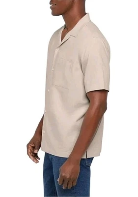 Camisa de lino con botones de manga corta Gap para hombre talla pequeña caqui Foto 1 de 4