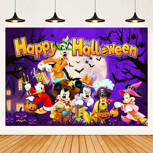 Kids Happy Halloween Mickey Mouse Backdrop Photo Background Banner Party Decor - Picture 1 of 8