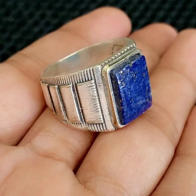925 Sterling Silver Lapis lazuli Ring Handmade Beautiful Men's Gift Ring B59 - Image 1 of 4