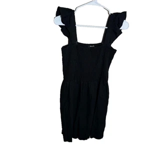 Vestido Madewell para mujer 8 negro con volantes ajustados mini informal mezcla de lino liso - Imagen 1 de 10