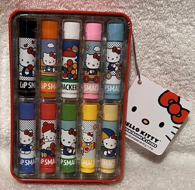 Juego de bálsamo labial mixto LIP SMACKER HELLO KITTY paquete de 10 con lata regalo sellado NUEVO Foto 1 de 1