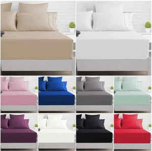 Extra Deep Fitted Sheet 40CM Ultra Soft Bed Sheets Single Double King Super King - Picture 1 of 79