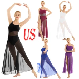 Women Dress Ballroom Dancewear Festival Contemporary Unitard Costume Camisole - Picture 1 of 59