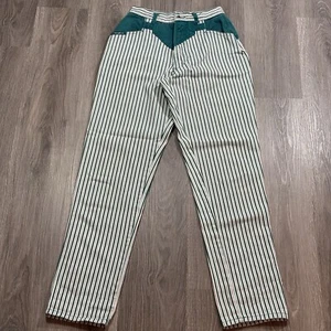 Vintage Blaze grün weiß Nadelstreifen hoher Bund Bootcut Jeans Damen 9/28 - Bild 1 von 8