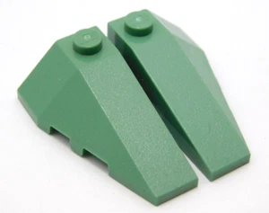 2 Pair LEGO Sand Green Wedge 2 x 3 Triple Wing Brick Left & Right (43710 43711) - Picture 1 of 1