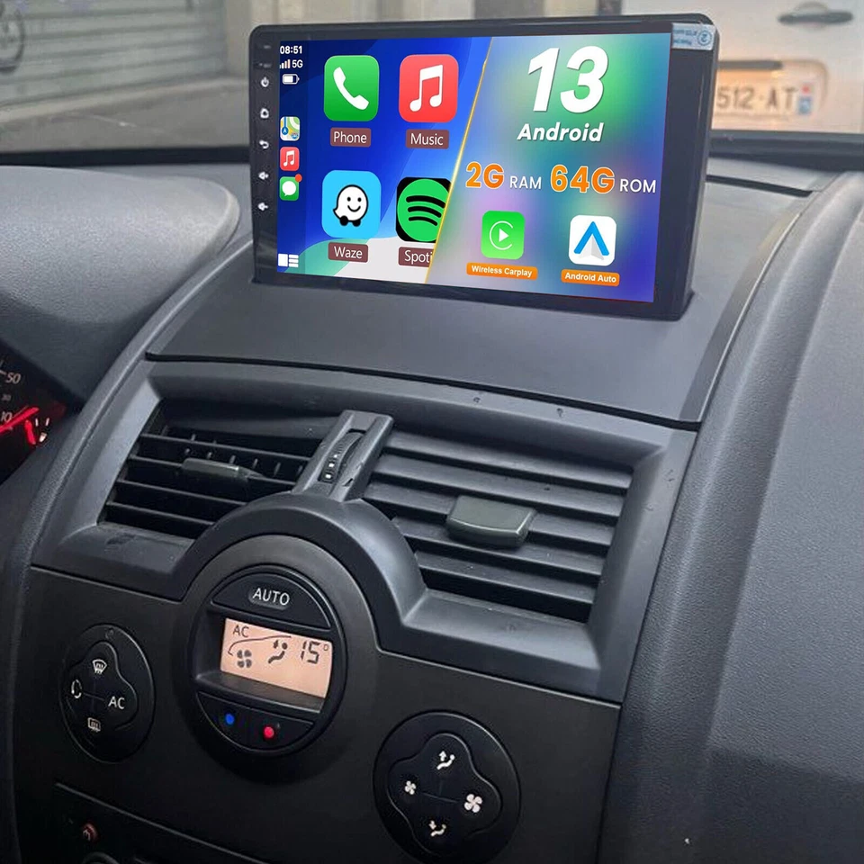 Für Renault Megane II 2002-2009 Autoradio Carplay Android 13.0 BT GPS Navi 2+64G