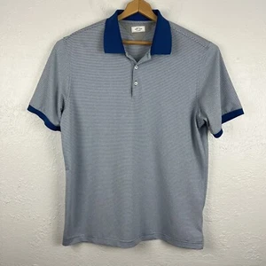 ADIDAS ADIPURE Size Large Mens Heathered Blue Striped Polo Shirt Performance - Picture 1 of 14